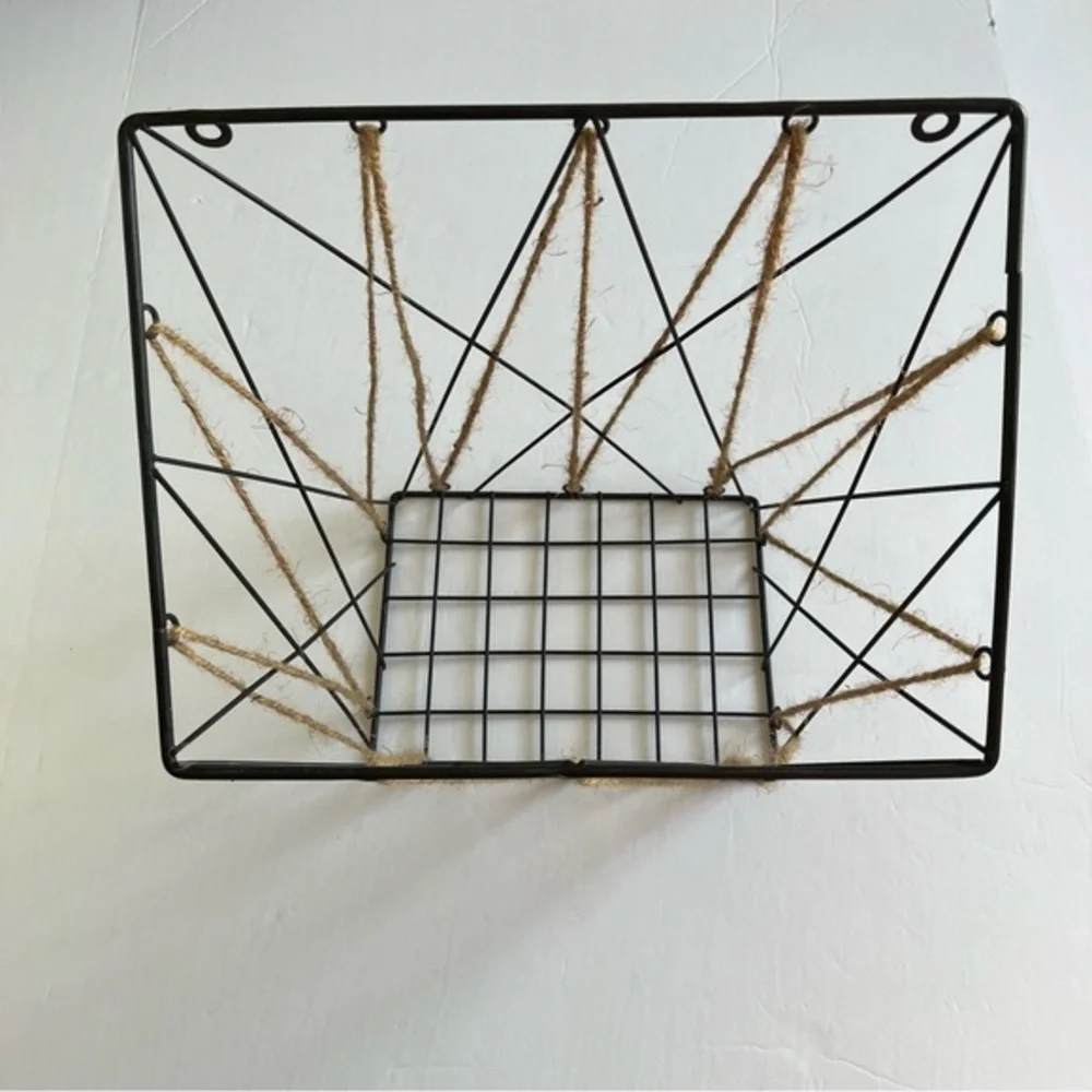 metal and twine basket home‎ decor hanging entryway bin